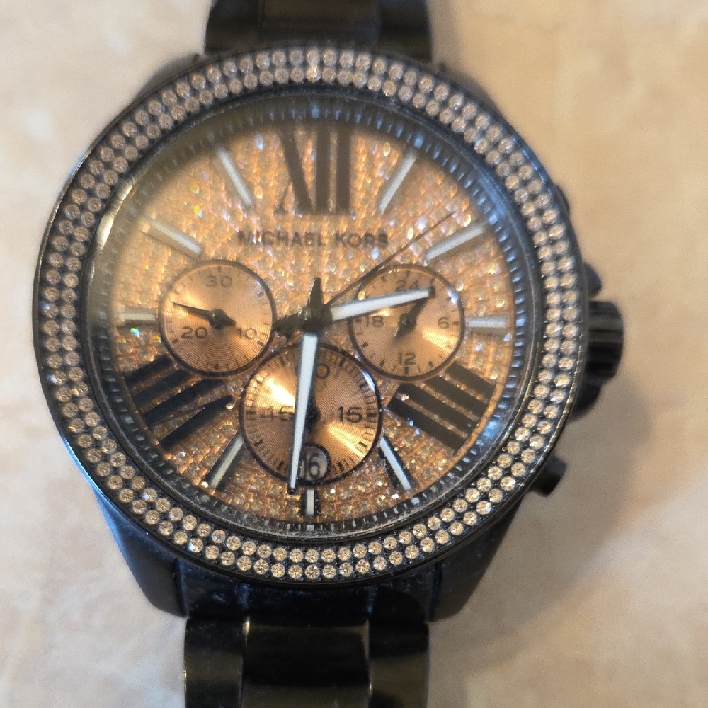 Michael Kors Black and Gold Chronograph Watch